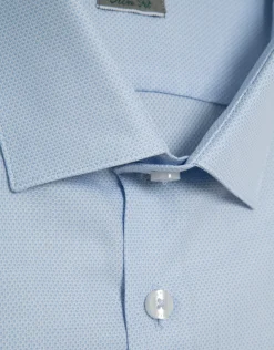 Camisa vestir slim fit microdibujo celeste