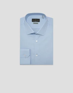 Camisa vestir slim fit microdibujo celeste