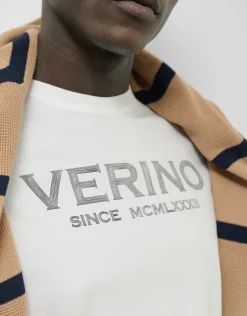 Camiseta algodón blanco con logo gris
