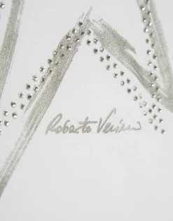 Camiseta algodón blanco con estampado estrella plata