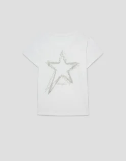 Camiseta algodón blanco con estampado estrella plata