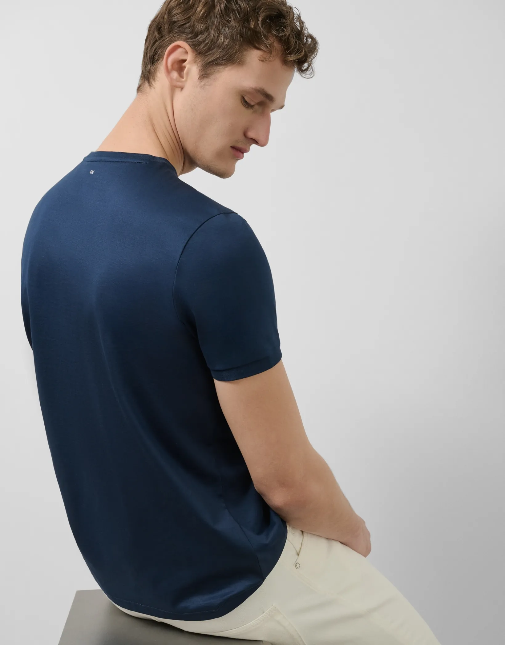 Camiseta algodón mercerizado azul marino