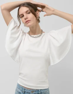 Camiseta manga capa en algodón blanco