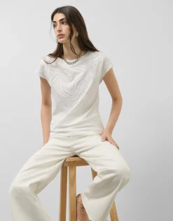 Camiseta sin mangas oversize blanca con bordado en delantero