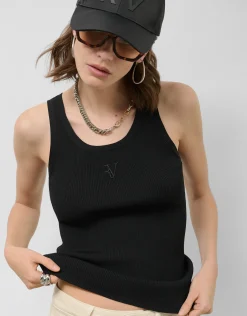 Camiseta sisas punto tricotado negro