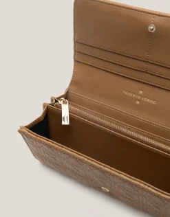 Cartera billetera grande Linda piel acolchada cámel