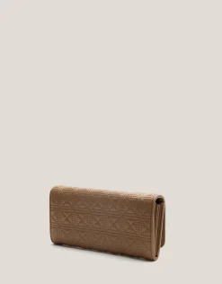 Cartera billetera grande Linda piel acolchada cámel