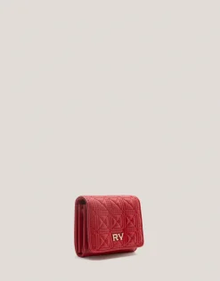 Cartera billetera mediana Linda piel acolchada rojo