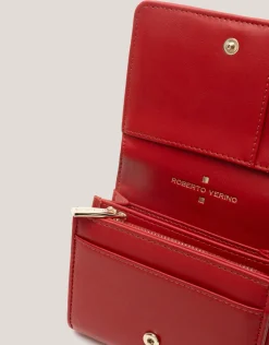 Cartera billetera mediana Linda piel acolchada rojo