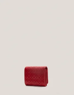 Cartera billetera mediana Linda piel acolchada rojo