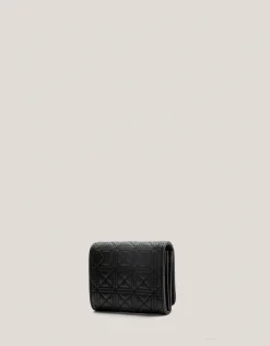 Cartera billetera mediana Linda piel acolchada negro