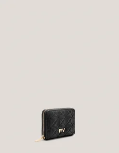 Cartera monedero Linda piel acolchada negro