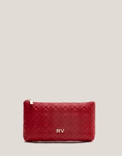 Cartera neceser Linda piel acolchada roja