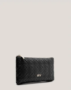 Cartera neceser Linda piel acolchada negro