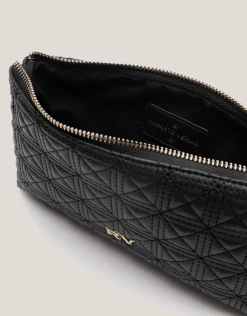 Cartera neceser Linda piel acolchada negro