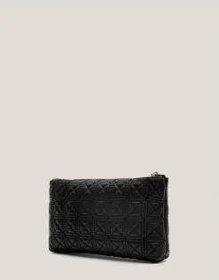 Cartera neceser Linda piel acolchada negro