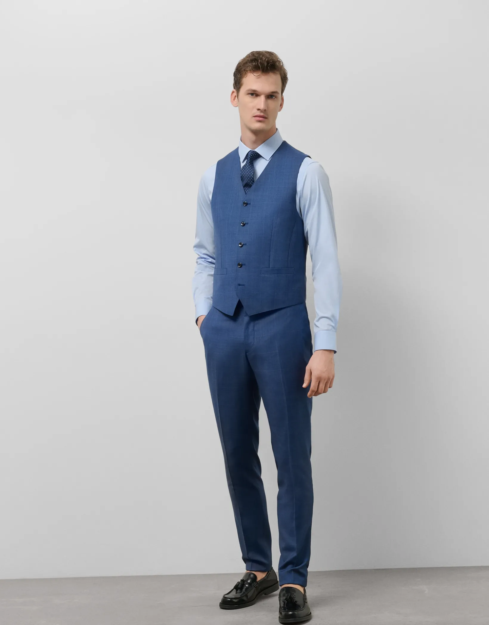 Chaleco cuadros tonos azules