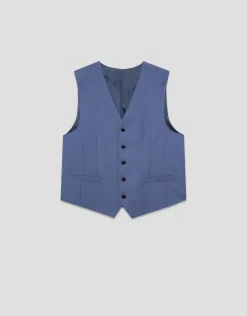 Chaleco falso liso azul medio