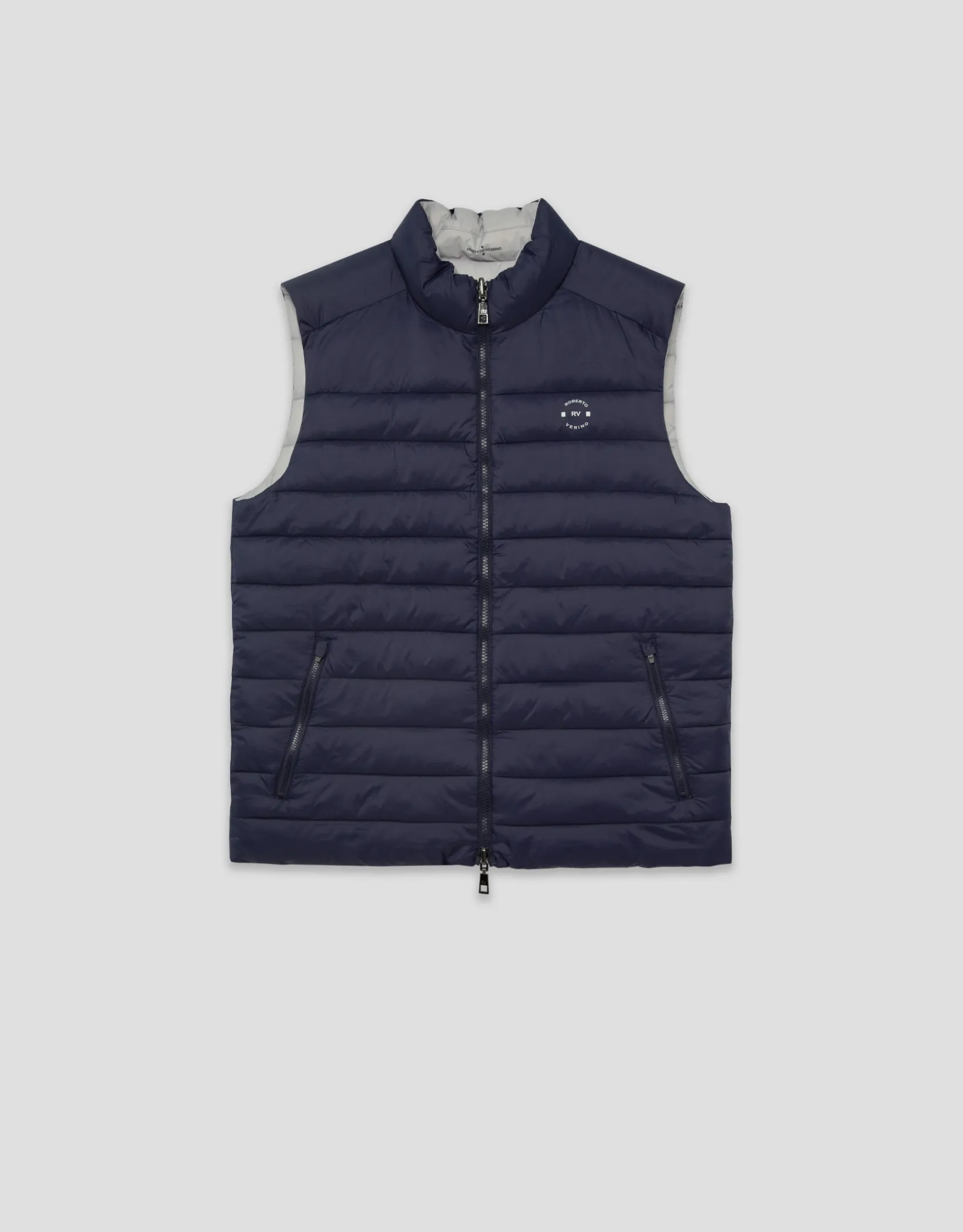 Chaleco reversible marino y gris