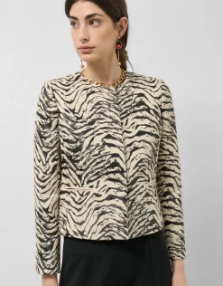 Chaqueta corta jacquard con rafia diseño cebra