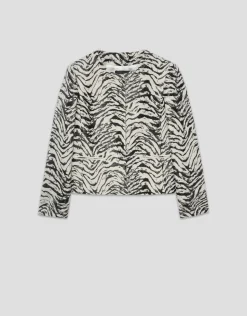Chaqueta corta jacquard con rafia diseño cebra