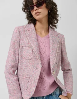 Chaqueta corta tweed tonos rosa