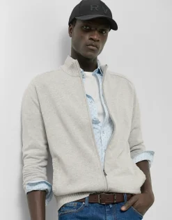 Chaqueta cremallera gris claro melange