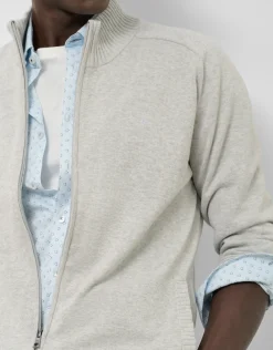Chaqueta cremallera gris claro melange