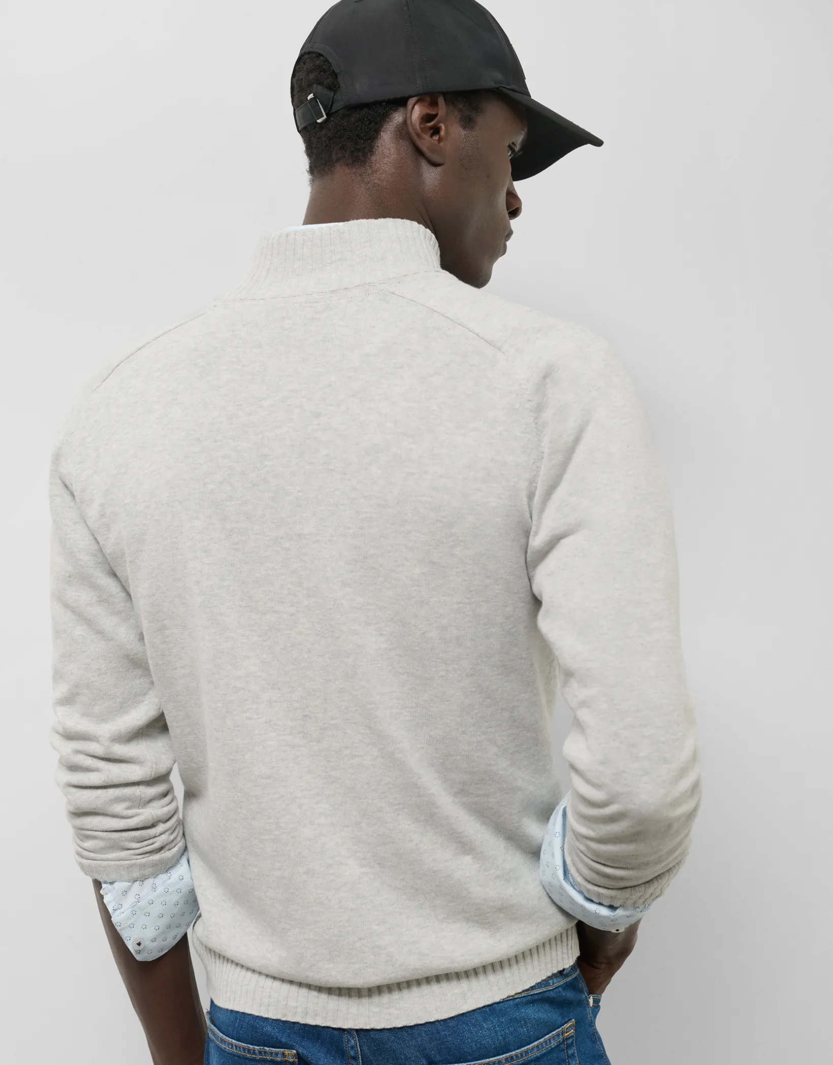Chaqueta cremallera gris claro melange