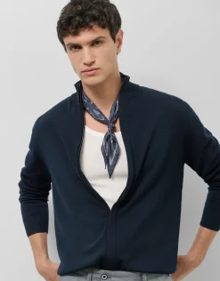 Chaqueta cremallera punto lana marino