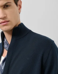 Chaqueta cremallera punto lana marino