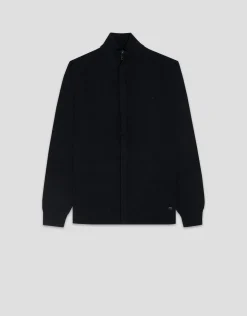 Chaqueta cremallera punto lana negra