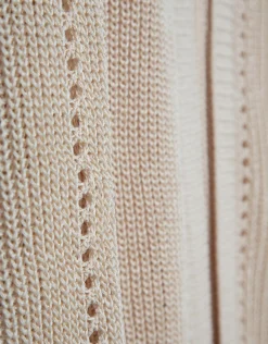 Chaqueta larga punto trabajado beige