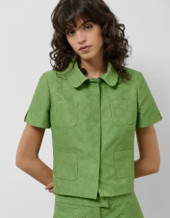 Chaqueta manga corta piqué verde wasabi