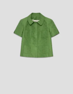 Chaqueta manga corta piqué verde wasabi