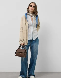 Chaqueta técnica ligera reversible cámel/azul