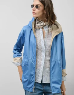 Chaqueta técnica ligera reversible cámel/azul