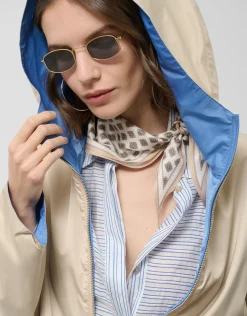 Chaqueta técnica ligera reversible cámel/azul