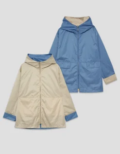 Chaqueta técnica ligera reversible cámel/azul