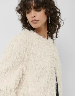 Chaqueta tejido fantasía blanco y plata