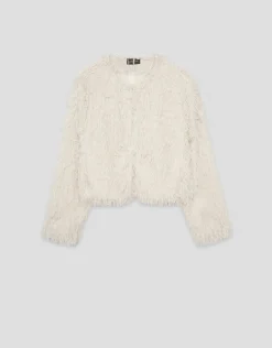 Chaqueta tejido fantasía blanco y plata