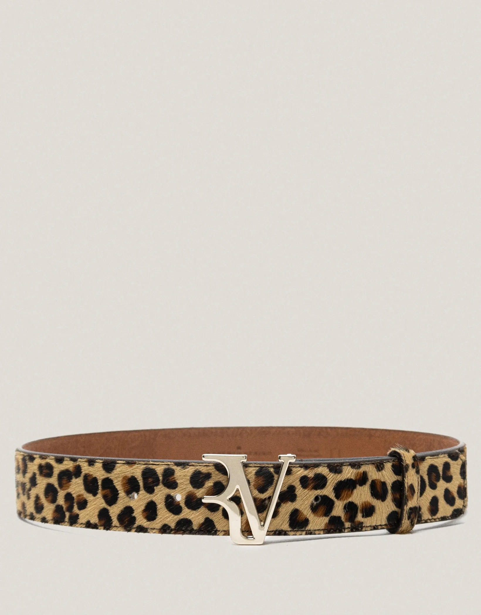 Cinturón en piel pelo animal print cámel