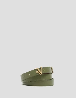 Cinturón estrecho piel saffiano verde