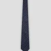 Corbata seda azul con jacquard lunares verde, celeste y blanco