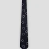 Corbata seda azul con jacquard cuadrados grandes