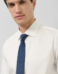 Corbata seda azul con jacquard lunares