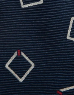 Corbata seda azul con jacquard cuadrados grandes