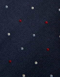 Corbata seda azul con jacquard lunares