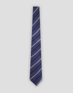 Corbata seda azul rayas