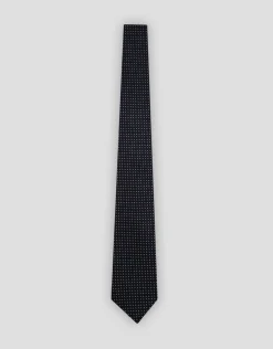 Corbata seda jacquard tonos marino y plata
